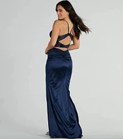 Loraine Sweetheart Wrap Mermaid Satin Formal Dress