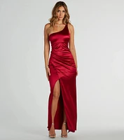 Malinda One-Shoulder Satin Formal Dress