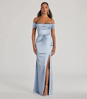 Laura Off-The-Shoulder Mermaid Satin Formal Dress
