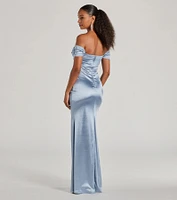 Laura Off-The-Shoulder Mermaid Satin Formal Dress