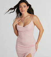 Shelly High Slit Glitter Knit Formal Dress