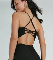 Brianna Strappy Back Mermaid Crepe Formal Dress