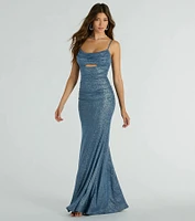 Harley Sleeveless Cutout Glitter Column Dress