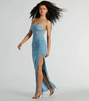 Rose Formal Mesh Corset Column Dress