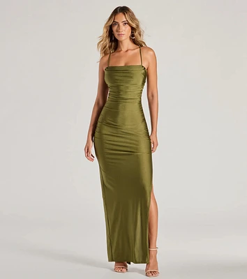 Millie Lace-Up Column Formal Dress