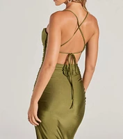 Millie Lace-Up Column Formal Dress