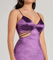 Pricilla V-Neck Strappy Mermaid Satin Formal Dress