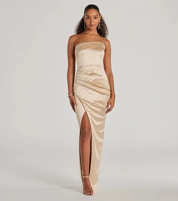 Trina One-Shoulder Slim Satin Formal Dress