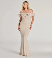 Halsey Formal Glitter Ruffled Mermaid Dress