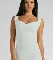 Claire Low-Back Slim Glitter Mesh Formal Dress
