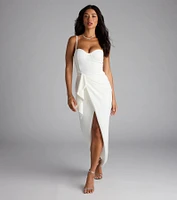 Darcie Sweetheart Ruffle Slim Crepe Formal Dress