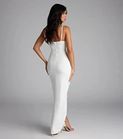 Darcie Sweetheart Ruffle Slim Crepe Formal Dress