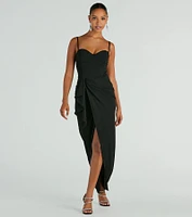 Darcie Sweetheart Ruffle Slim Crepe Formal Dress