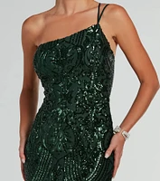 Sarah One-Shoulder Mermaid Sequin Formal Dress