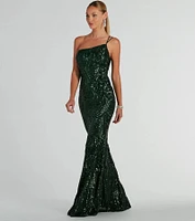 Sarah One-Shoulder Mermaid Sequin Formal Dress