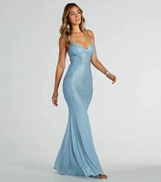 Blair Lace-Up A-Line Rhinestone Formal Dress