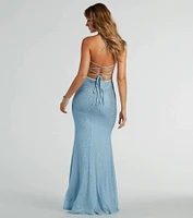 Blair Lace-Up A-Line Rhinestone Formal Dress