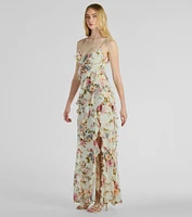 Helga V-Neck Ruffled Mermaid Floral Formal Dress