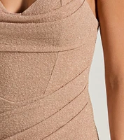 Mila Cowl Neck Wrap Slit Mermaid Glitter Formal Dress