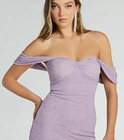 Tamara Off-The-Shoulder Mermaid Glitter Formal Dress