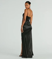 Stacie Satin Corset Wrap Formal Dress