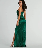 Aliyah Strapless Mermaid Satin Glitter Dress