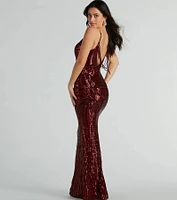 Pauline Formal Sequin Draped Bead Bodycon Dress