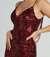 Pauline Formal Sequin Draped Bead Bodycon Dress