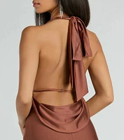 Dallas V-Neck Halter Open Back Mermaid Formal Dress