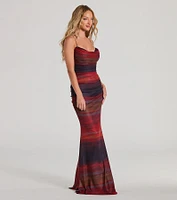 Liv Cowl Neck Abstract Mermaid Formal Dress
