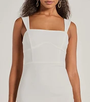 Monae Sleeveless Slim Long Crepe Formal Dress