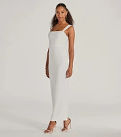 Monae Sleeveless Slim Long Crepe Formal Dress