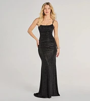 Rylie Formal Glitter Lace-Up Column Dress