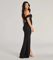 Airlie Formal Glitter Off-The-Shoulder Dress