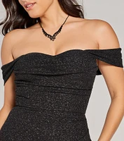 Airlie Formal Glitter Off-The-Shoulder Dress