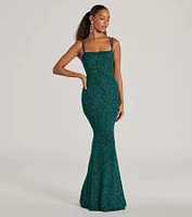 Jade Lace-Up Mermaid Glitter Formal Dress