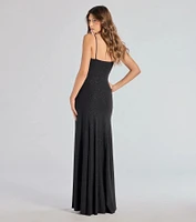 Wendy Sleeveless A-Line Glitter Formal Dress