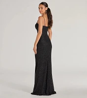Aileen Sleeveless Glitter Mesh Mermaid Dress