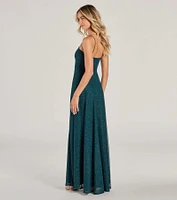 Maizie Sleeveless Slit A-Line Glitter Formal Dress