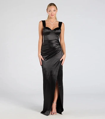 Lorelli Formal Satin Wrap Long Dress