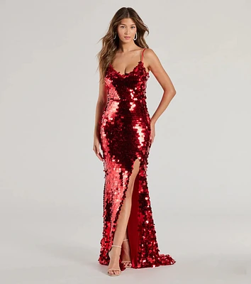 Aurinda Sequin High Slit Formal Dress