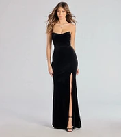 Margo Velvet Strapless High Slit Mermaid Dress