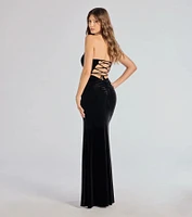 Margo Velvet Strapless High Slit Mermaid Dress