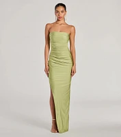 Anisley Strapless High Slit Column Formal Dress