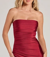 Anisley Strapless High Slit Column Formal Dress