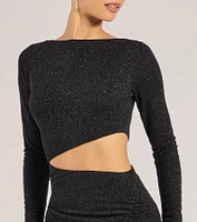 Brynn Long Sleeve Glitter Cutout Mermaid Dress
