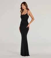 Elliot Rhinestone And Pearl Mesh Mermaid Dress