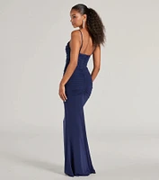 Julane Cowl Neck Ruched Column Dress
