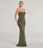 Julane Cowl Neck Ruched Column Dress