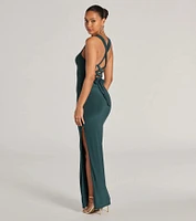 Marleigh Lace-Up High Slit Formal Dress